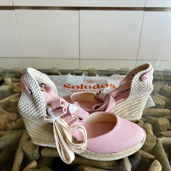 SOLUDOS Marseille Rosa Pink Espadrille Wedge Sandals - Picture 2 of 16